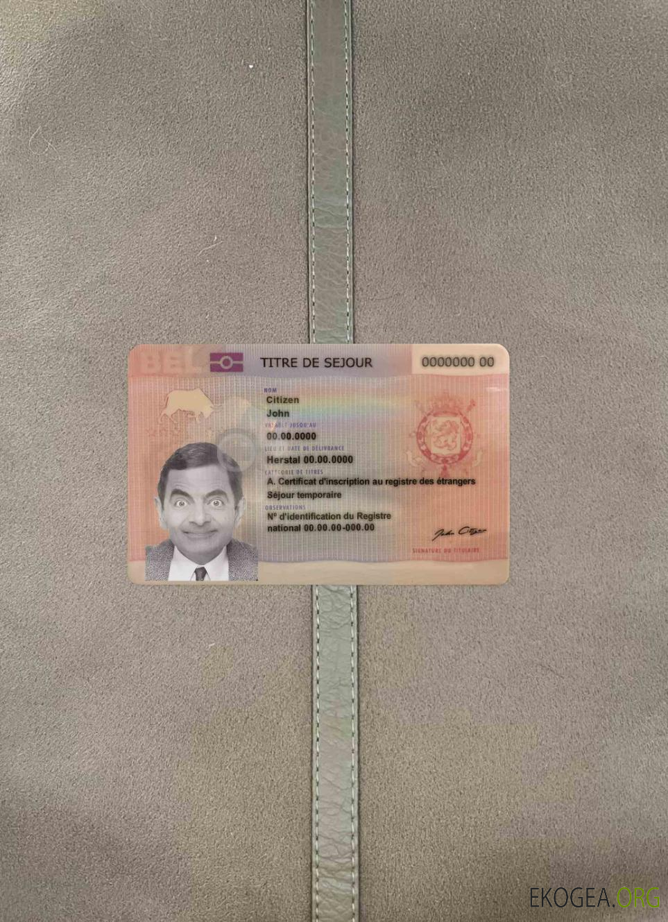 Photolook de la carte de séjour permanent en Belgique RECTO